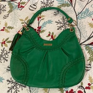 Green Gianni Bini leather purse with tassels